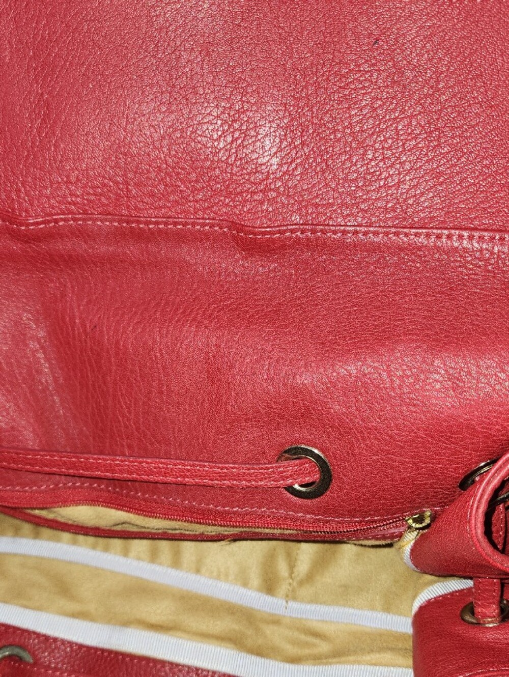 Jimmy Choo Red Pebbled Leather Satchel with Gold Hardware and Bow Accent - Picture 8 of 11